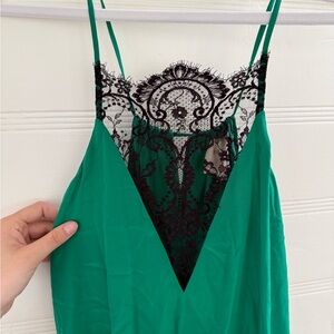 Mason Emerald Dress with Black Lace
